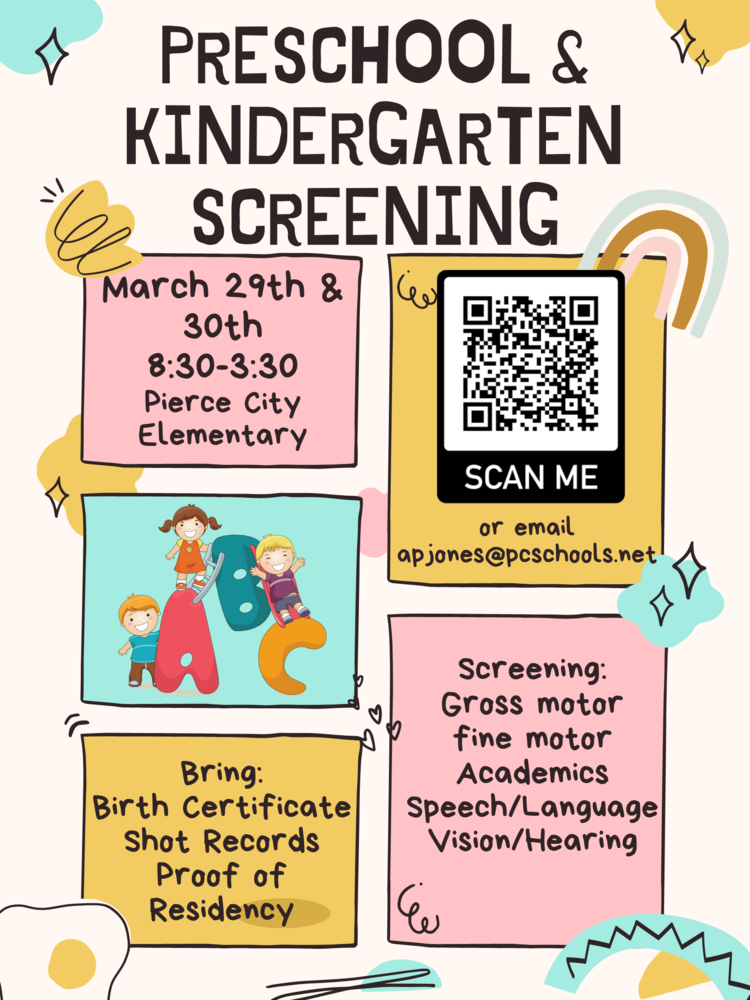 Preschool and Kindergarten Screening Flyer.