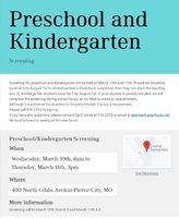 Preschool/ Kindergarten Screening
