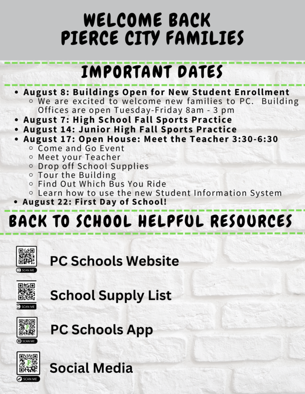Back to School Pierce City Schools
